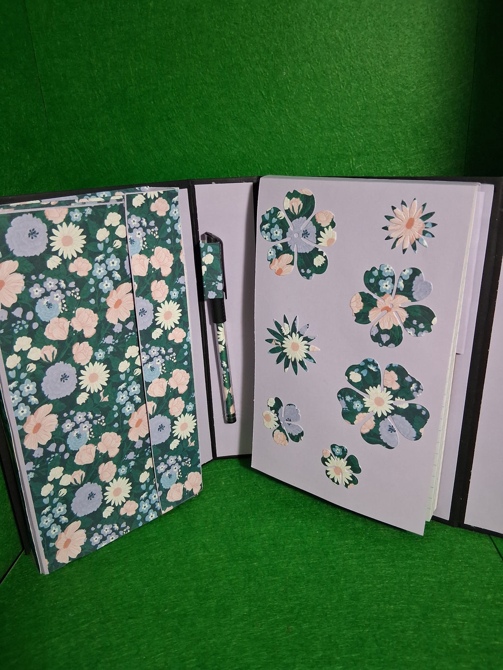Blue with pink flowers Desk Organizer with Accordion File