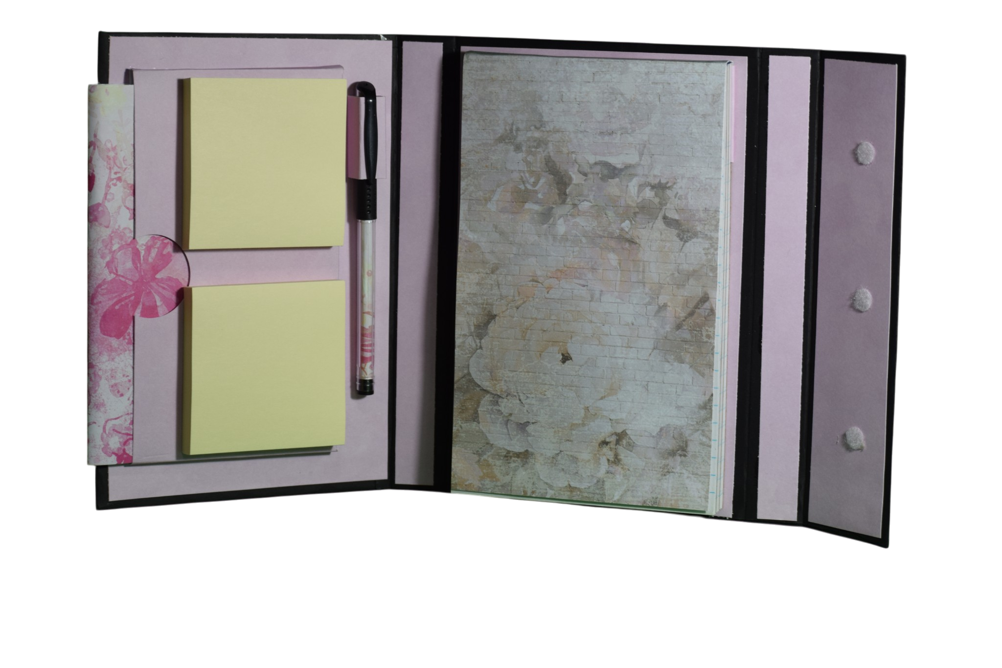 Pink Alcohol Ink Desktop Organizer with a Planner