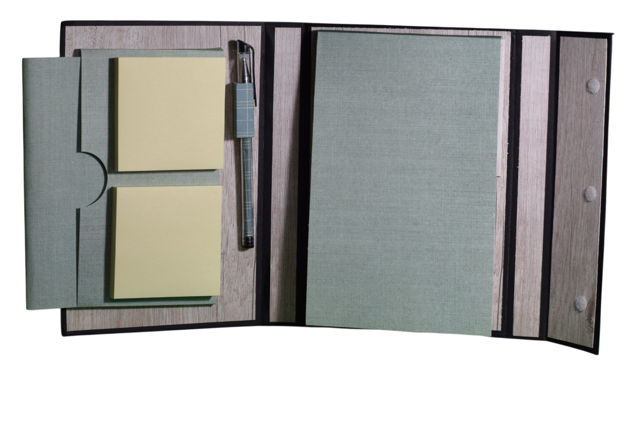 Lt Green Checked Desk Organizer with a Planner